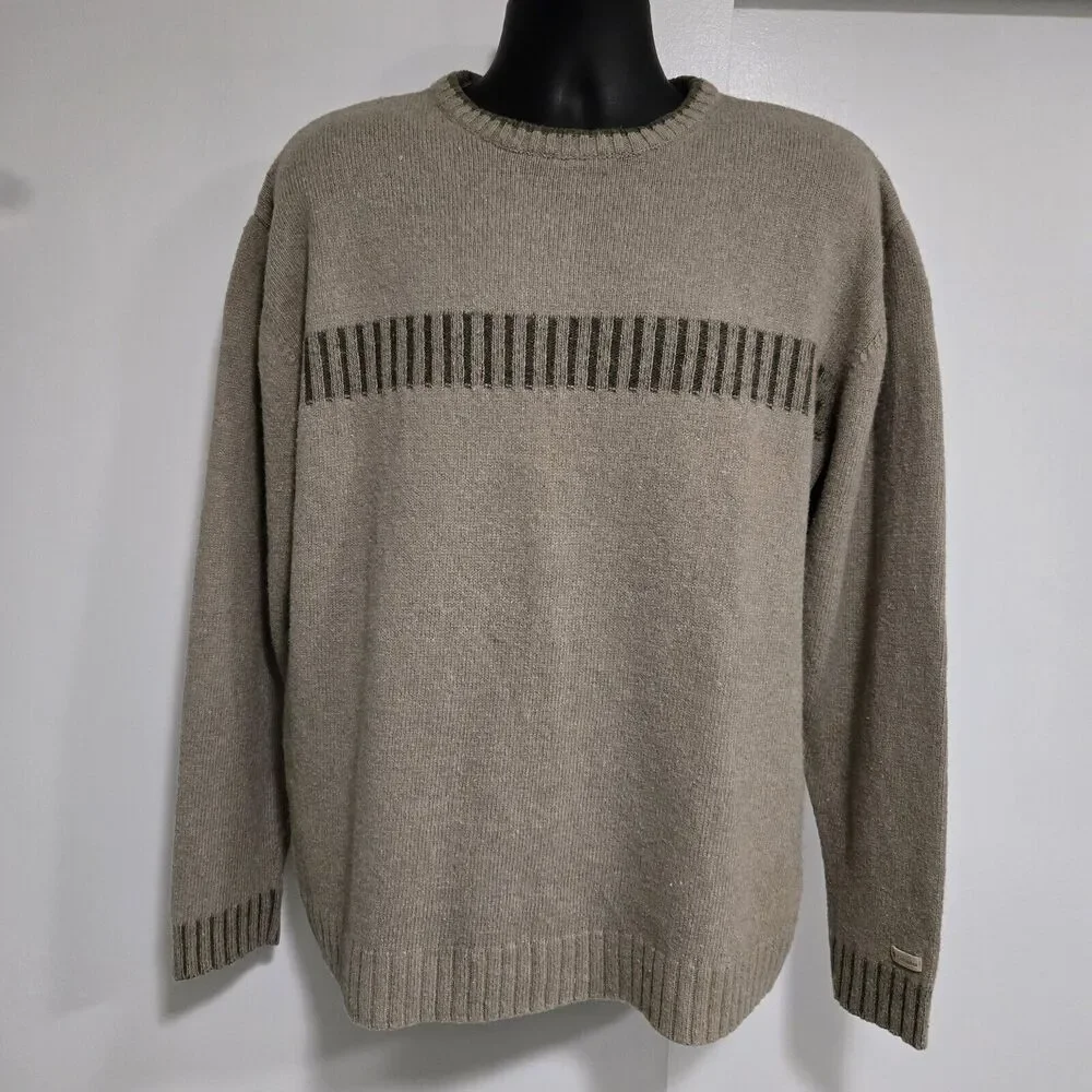 Columbia Sz XL Beige Soft Ramie Wool‎ Blend Knit Pullover Sweater 205 AM2237